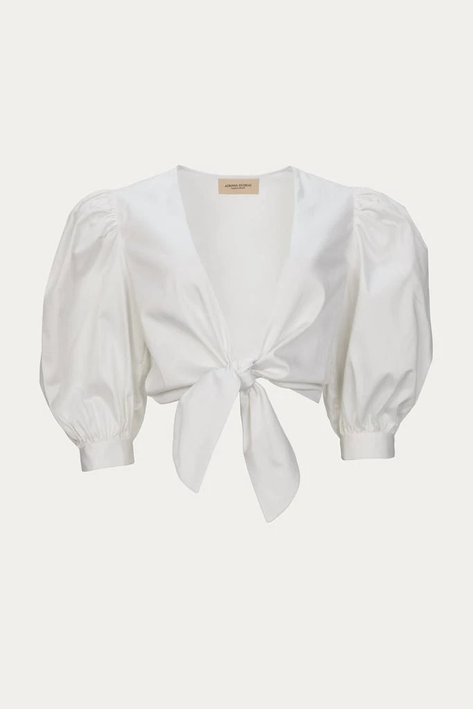 Adriana Degreas SOLID PUFF-SLEEVE CROPPED BLOUSE 1
