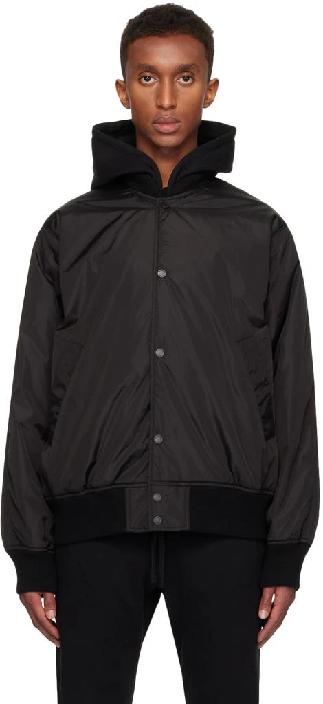 REIGNING CHAMP Black ECONYL Satin Nylon Stadium Jacket 1