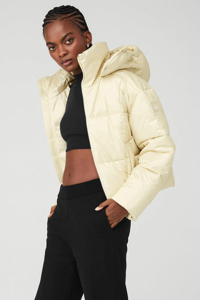 Alo Pearlized Pristine Puffer - Black/Green Glow 3