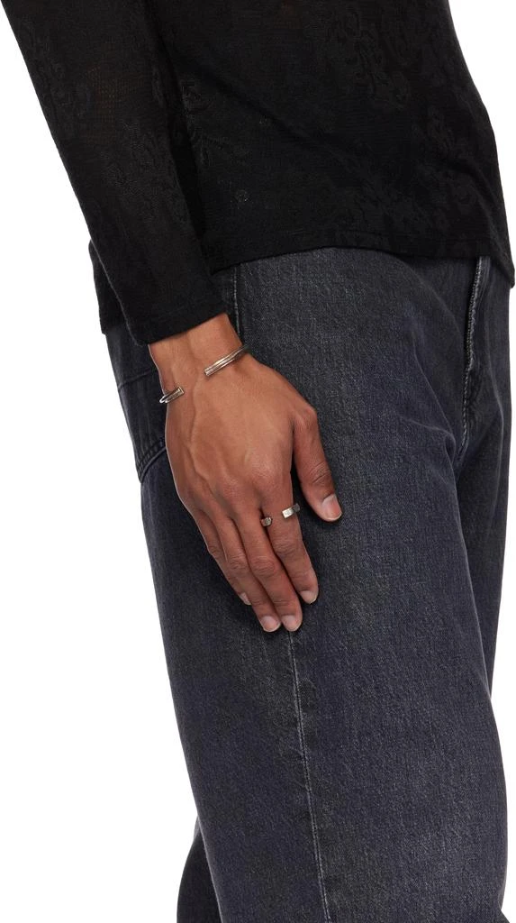 Title of Work Silver Double Hinge Black Diamond Ring 3