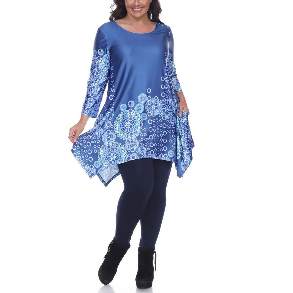 White Mark Plus Womens Sharkbite Hem Floral Tunic Top 3