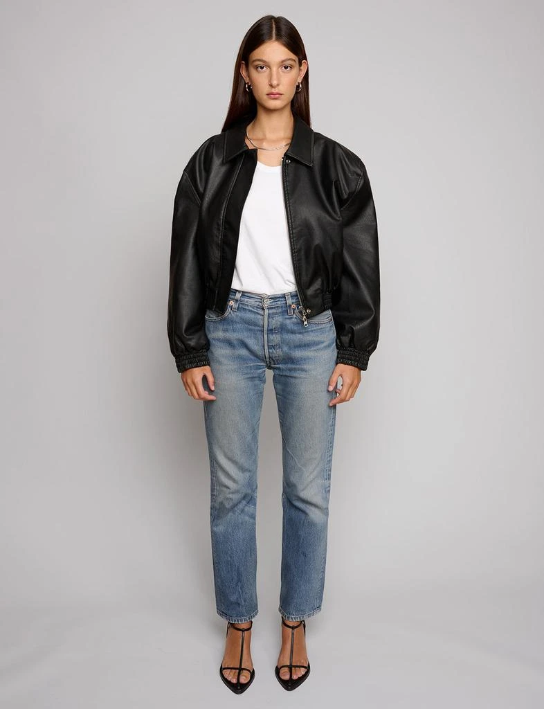 Pixie Market Padded Crop Black Leather Jacket 6