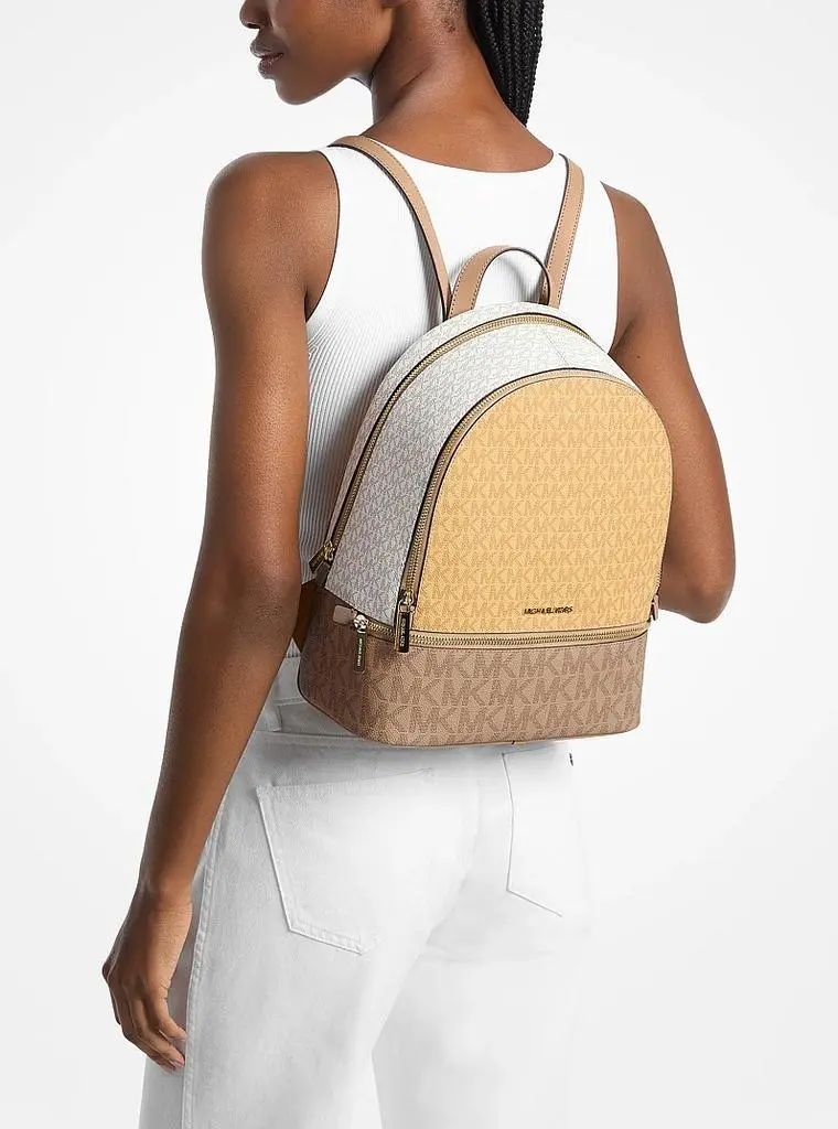 Michael Kors Rhea Medium Color-Block Signature Logo Backpack 4