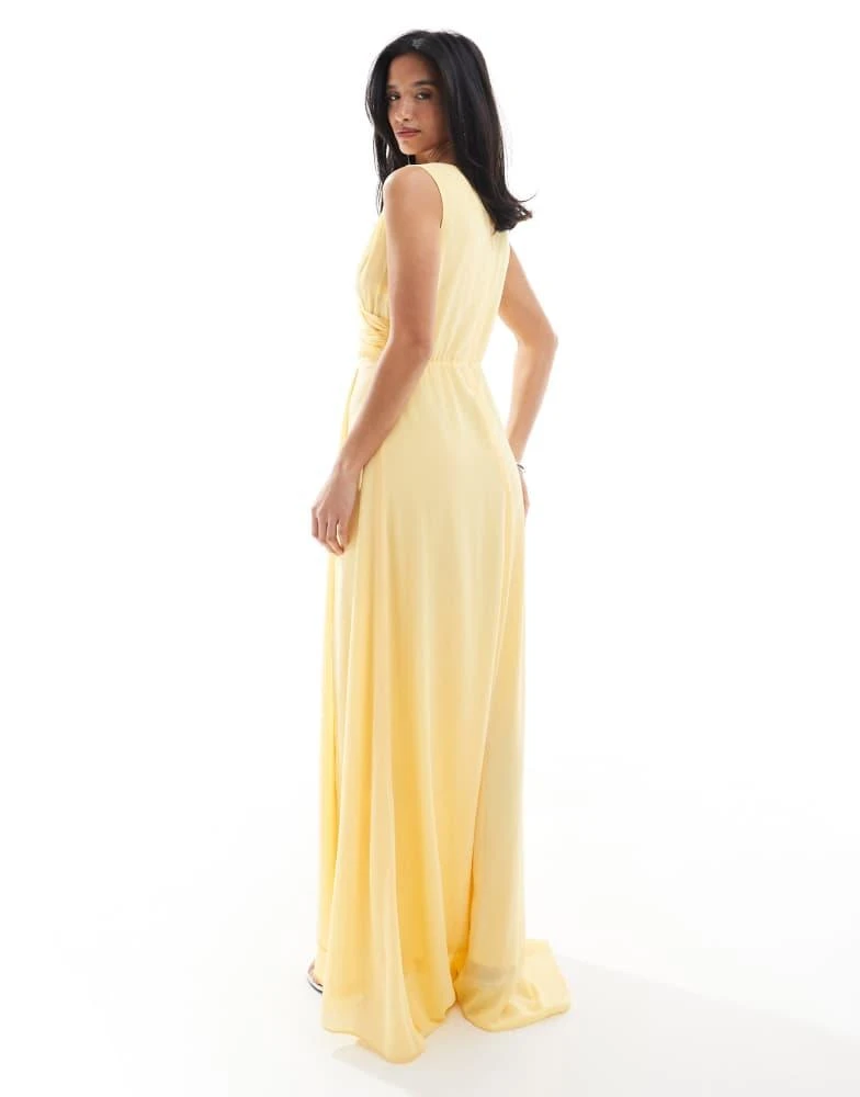 Shop TFNC Petite Bridesmaid chiffon wrap front maxi dress with wrap skirt  in lemon on Sale at BeyondStyle  Get 16% Off TFNC Petite Bridesmaid chiffon  wrap front maxi dress with wrap