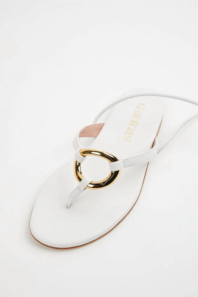 GIA BORGHINI LEVANTE FLAT LEATHER SANDALS 2