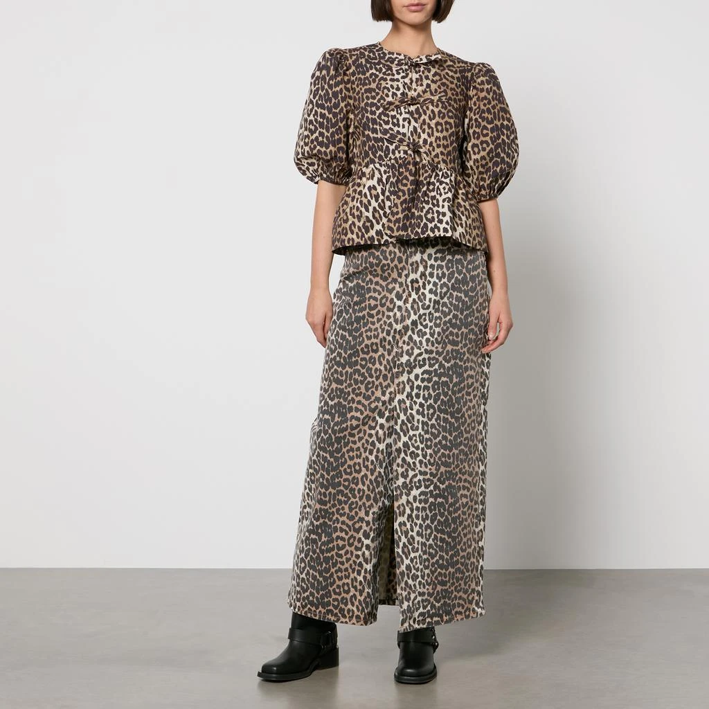 Ganni Leopard-Print Denim Maxi Skirt 3