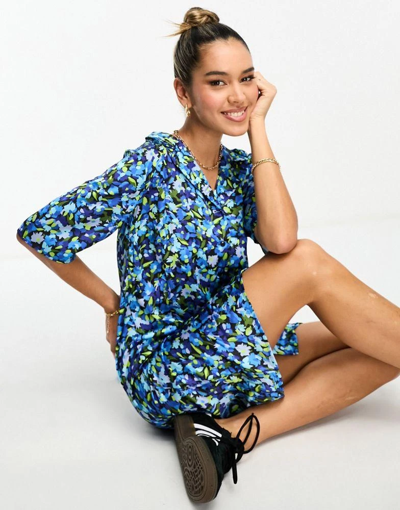 Y.A.S. Y.A.S shirt dress in blue floral print 4