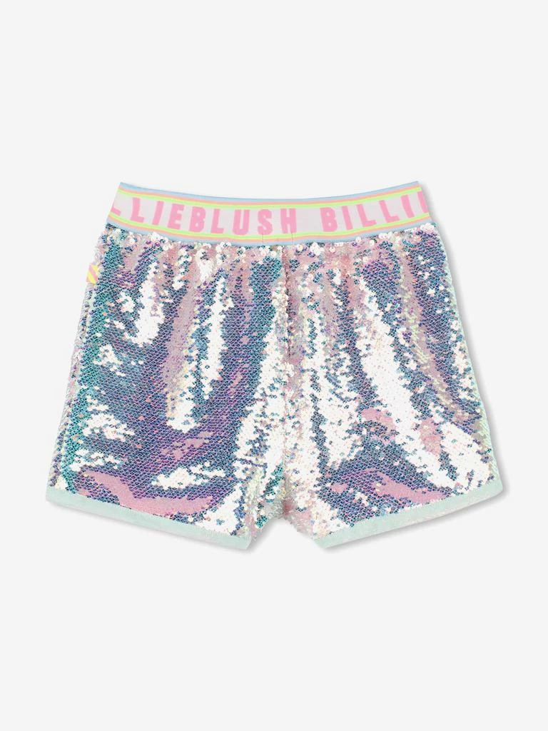 Billieblush Girls Sequin Logo Shorts in Blue 3