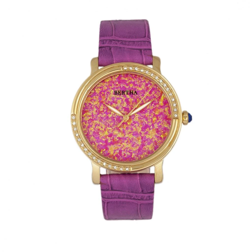 BERTHA CourtneyOpal Dial Leather-Band Watch 1
