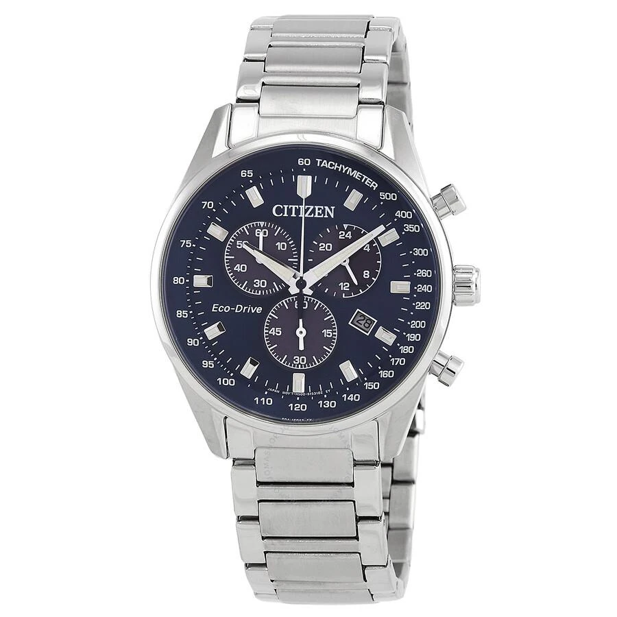 Citizen Chronograph Blue Dial Stainless Steel Men's Watch AT2390-82L 1
