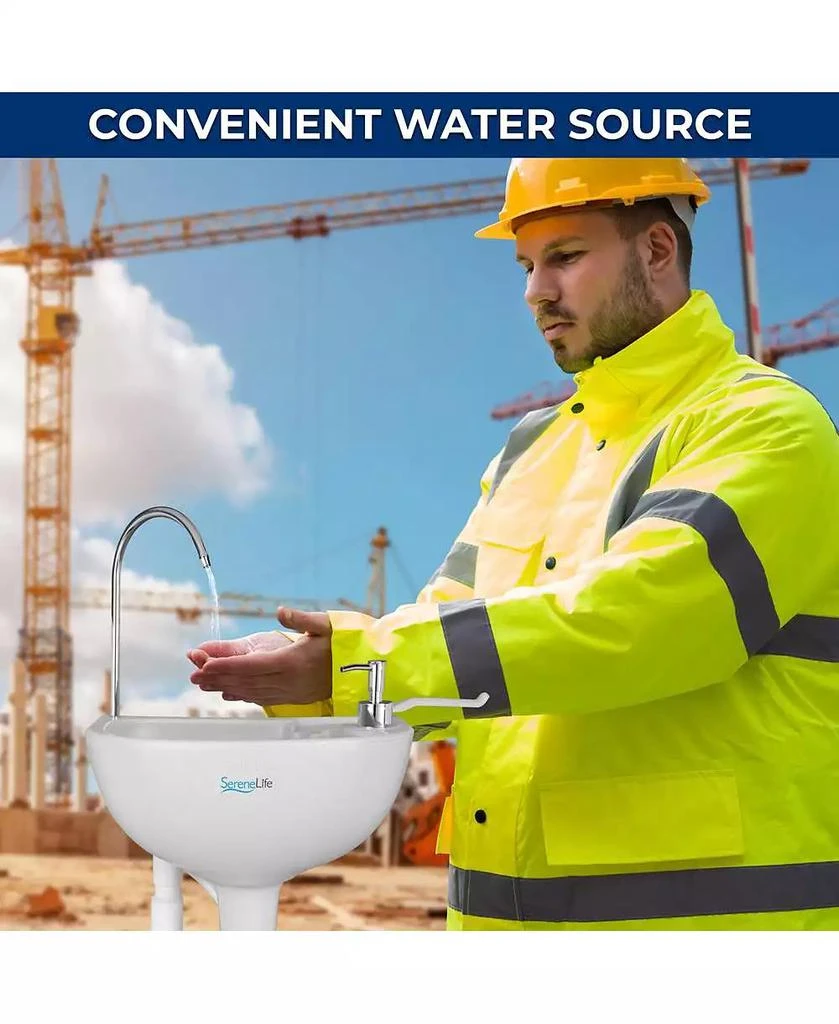 SereneLife Portable Hand-Wash Sink Station with Foot Pump 
Soap Dispenser 6