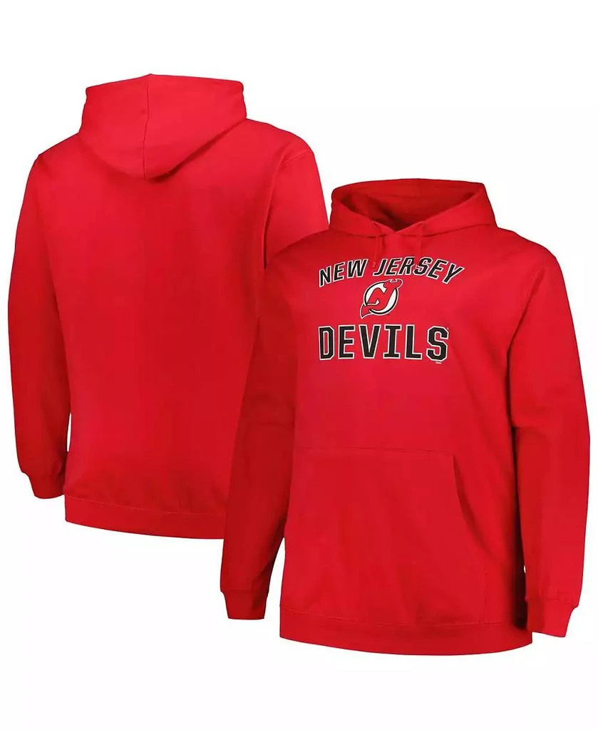 Profile Men
s Red New Jersey Devils Big and Tall Arch Over Logo Pullover Hoodie