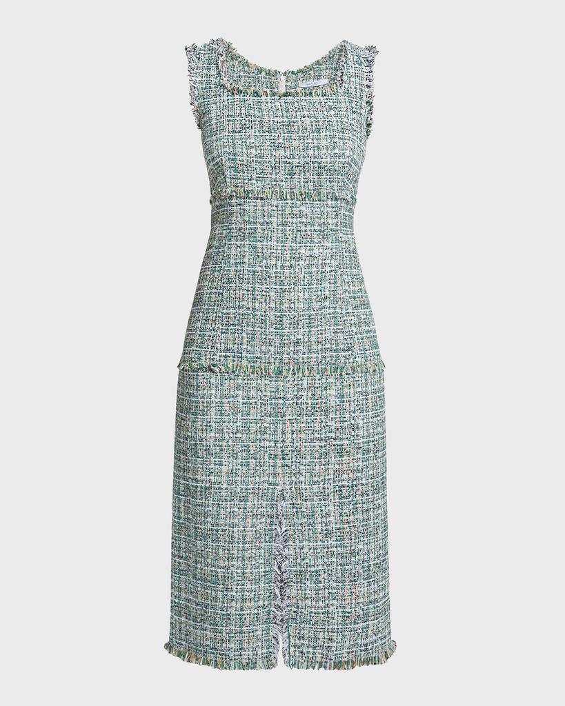 Santorelli Faye Fringe-Trim Tweed Midi Dress
