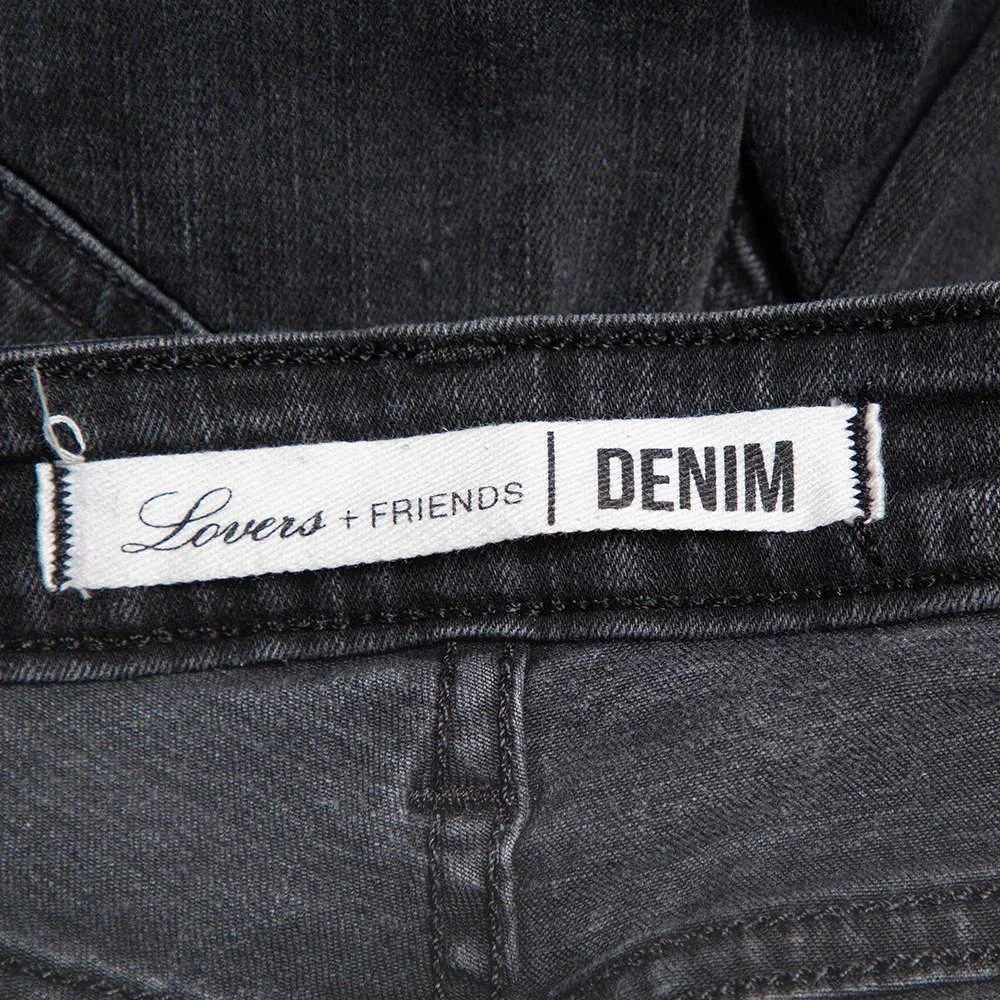 Lovers + Friends Lovers + Friends Black Denim Distressed Skinny Ricky Jeans M 5