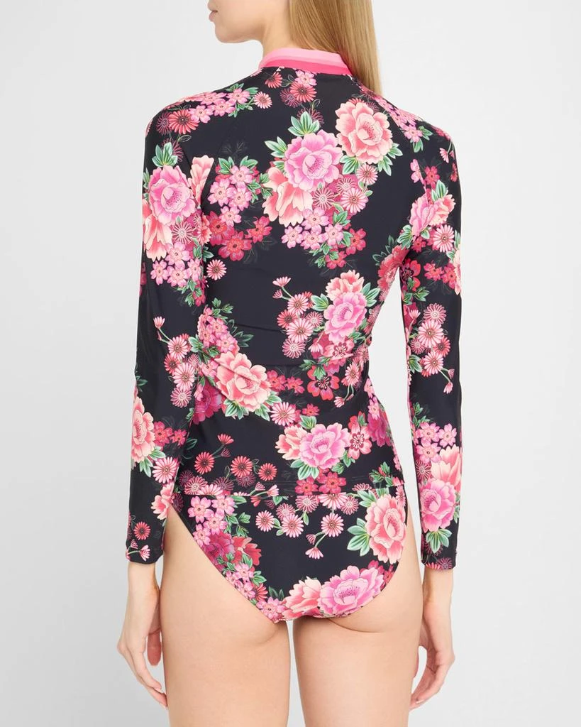 Johnny Was Blum Long-Sleeve Rashguard Swim Top 3