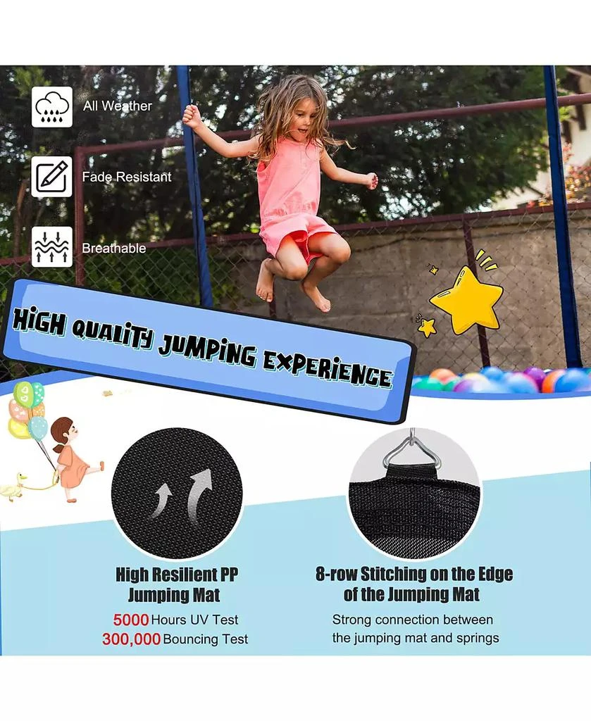 Gymax 15FT Outdoor Large Trampoline Safety Enclosure Net w/ Basketball Hoop Ladder 9