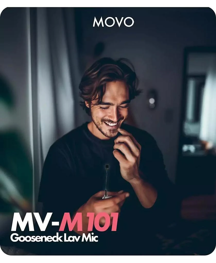 Movo MV-M101 Gooseneck Omnidirectional Lavalier Microphone- Compatible Wireless Transmitters 2