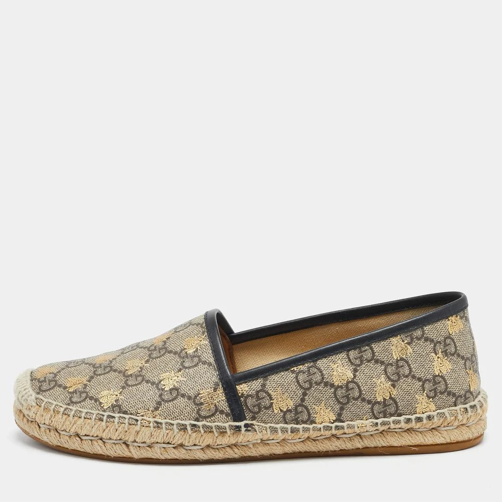 Gucci Gucci Beige/Brown GG Supreme Canvas Bee Espadrilles Flats Size 38 1