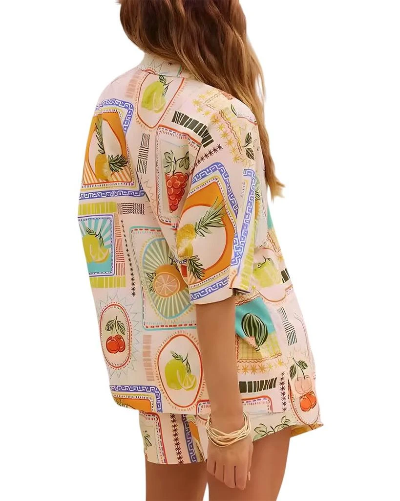 ESEA womens  2pc Linen-Blend Shirt & Short Set, 6 2