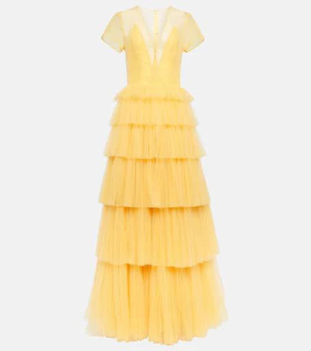 Costarellos Ruffled tulle gown 1