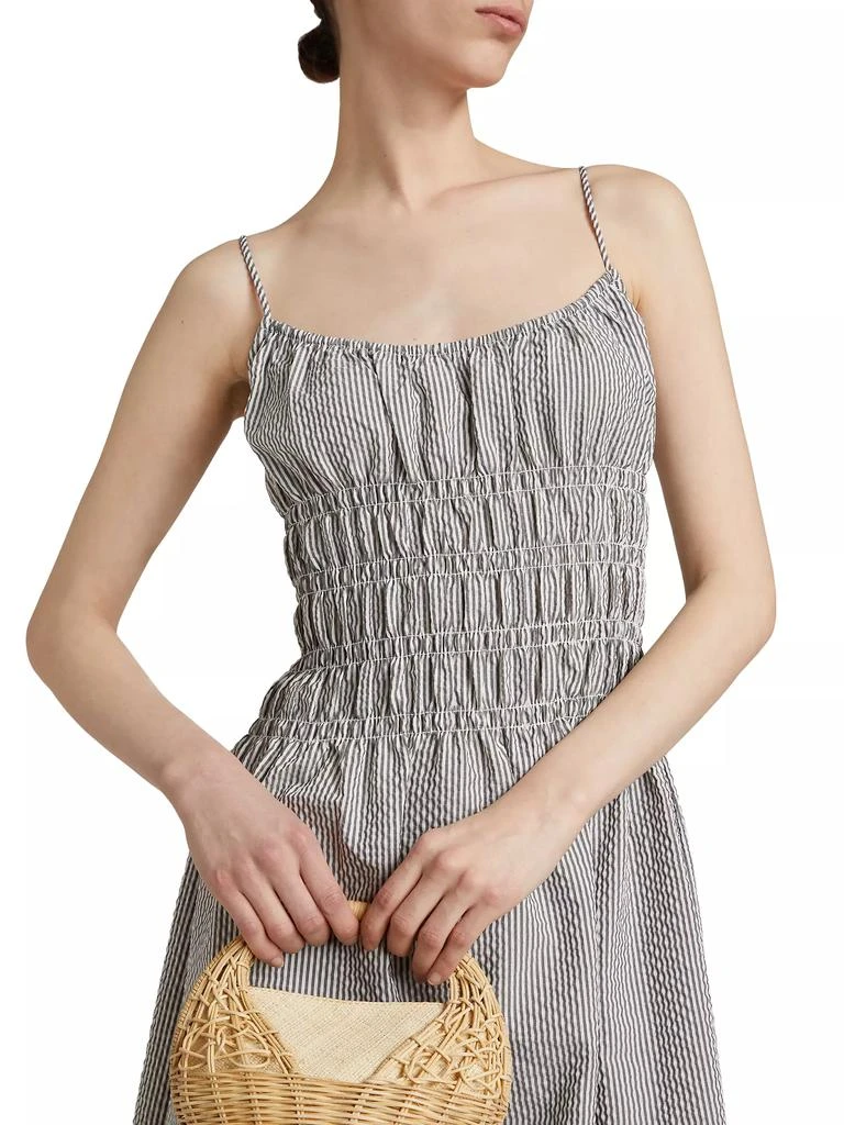 Wayf Isabelle Smocked Seersucker Midi-Dress 6