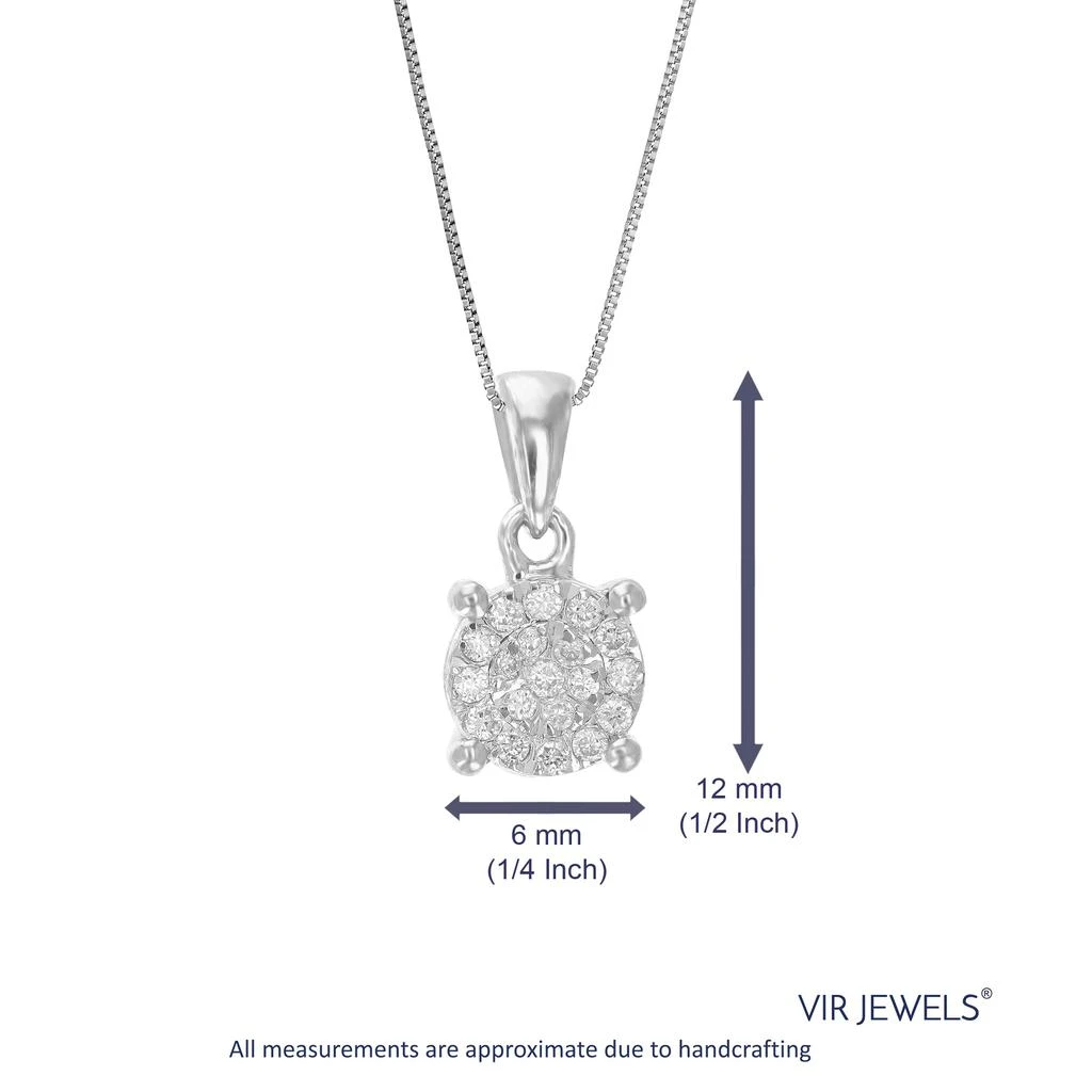 Vir Jewels 1/10 cttw Lab Grown Diamond Pendant Necklace .925 Sterling Silver For Women 1/4 Inch With 18 Inch Chain 3