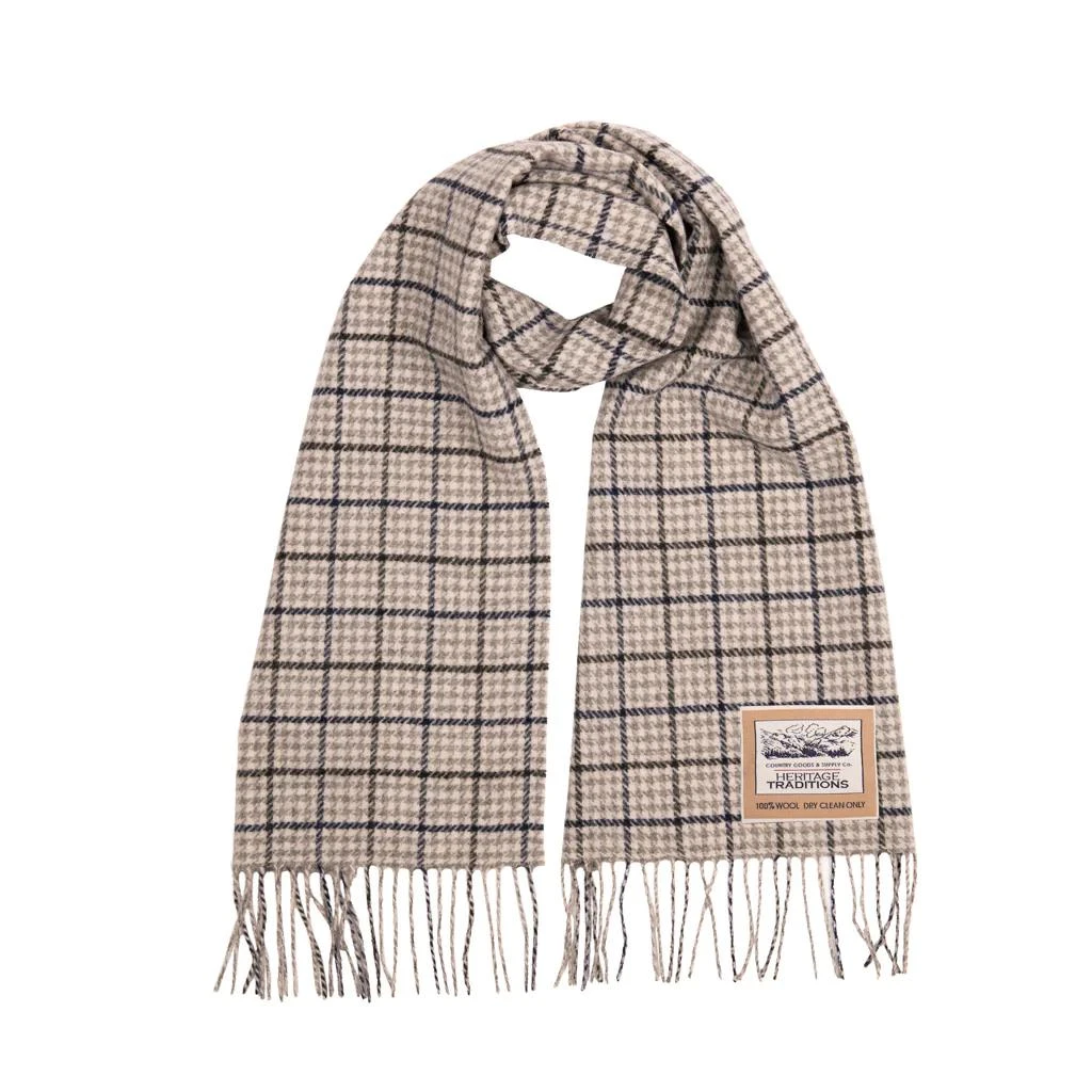 Heritage Heritage Traditions-  Wool Houndstooth Scarf - Navy Grey 1