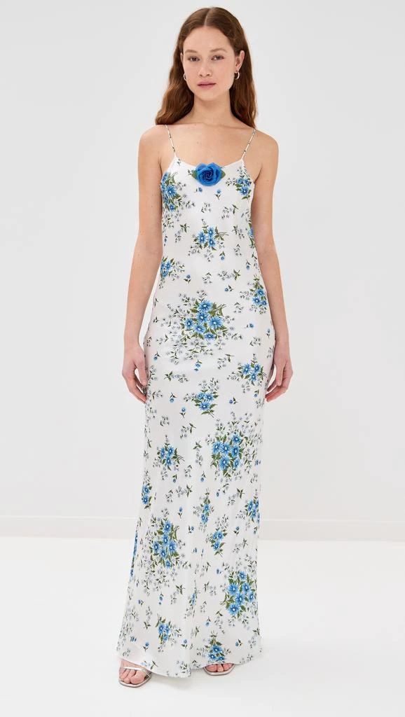 Rodarte Daisy Silk Slip Dress with Rose 6