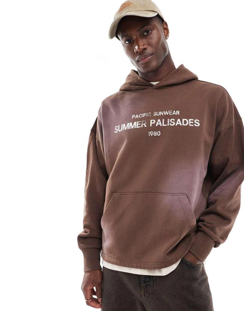 PacSun Pacsun palisades slogan hoodie in brown 2