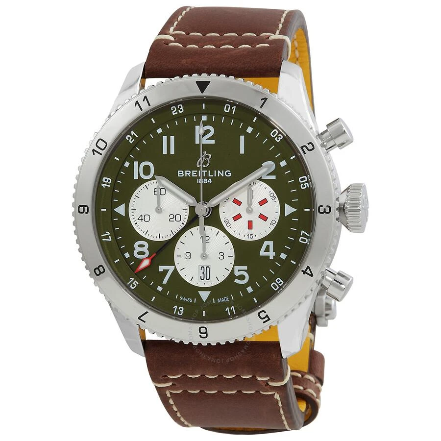 BREITLING Super AVI Chronograph Automatic Chronometer Green Dial Men's Watch AB04452A1L1X1 1