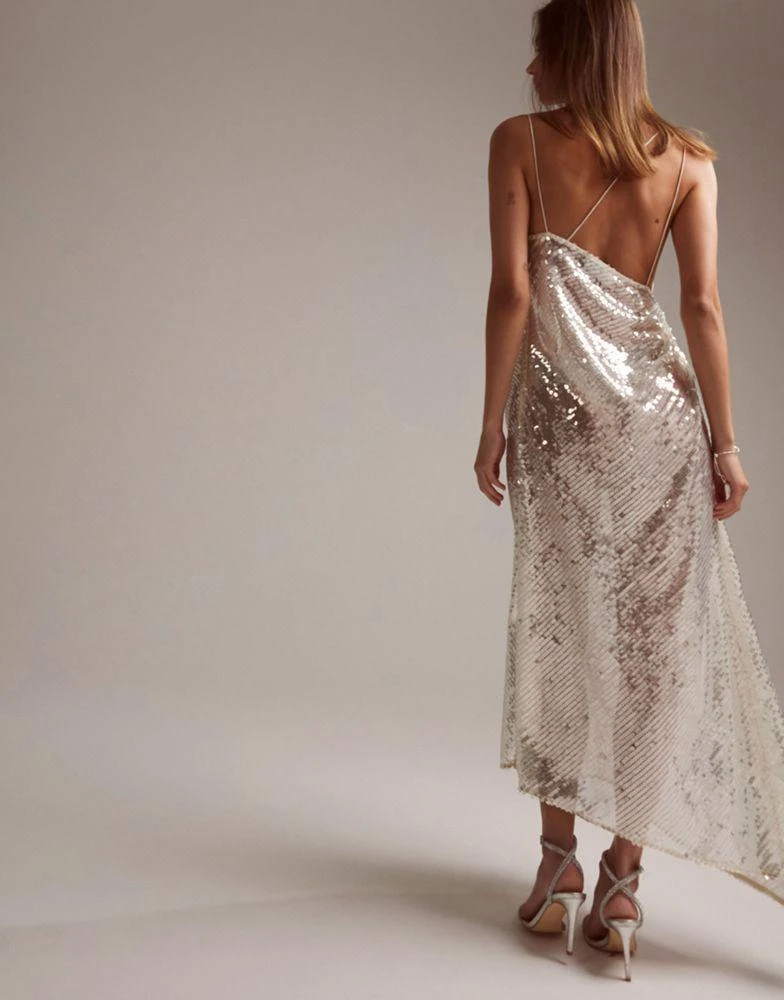 princess polly baby blue dress ASOS ASOS DESIGN bridal asymmetric bias draped cami midaxi dress in sheer  sequin - Dresses & Skirts - Compare Prices from 9+ Stores - Free Shipping
