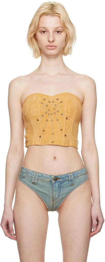 GUESS USA Tan Lace-Up Suede Bustier 1