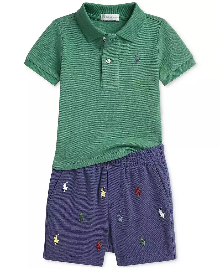 Ralph Lauren Baby Boys Polo Shirt & Embroidered Shorts Set 1