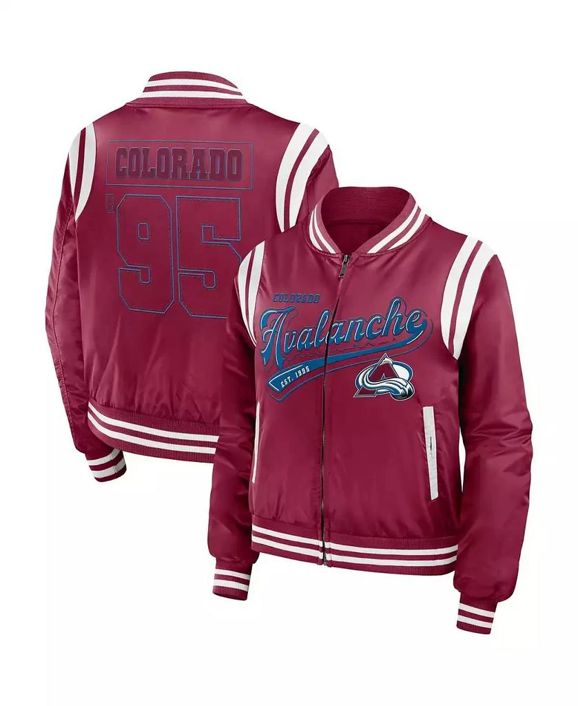 WEAR by Erin Andrews Women's Garnet Colorado Avalanche Baller Full-Zip Bomber Jacket 1