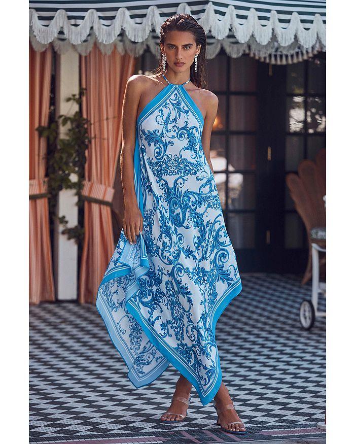 L'Agence Elise Baroque Halter Dress Swim Cover-Up