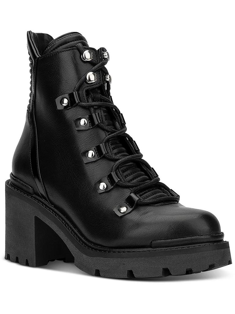 Aquatalia Valia Womens Leather Ankle Combat & Lace-up Boots
