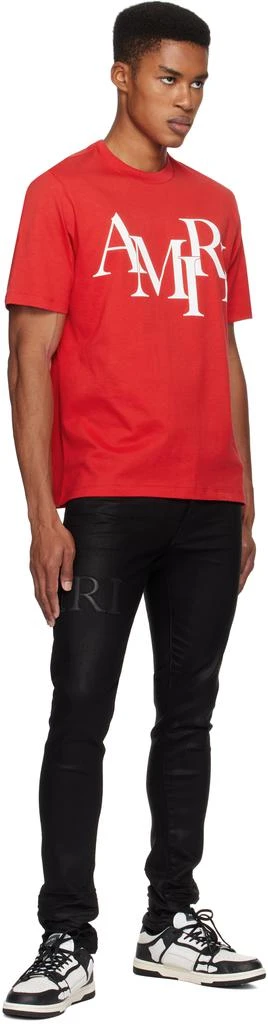 AMIRI Red 'AMIRI' Staggered Logo T-shirt 4