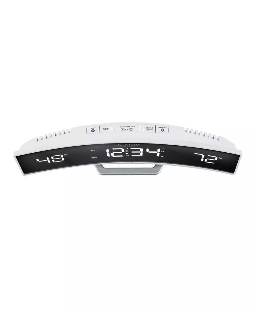 La Crosse Technology White Curved Alarm Clock with Mirrored LED Lens Display 2