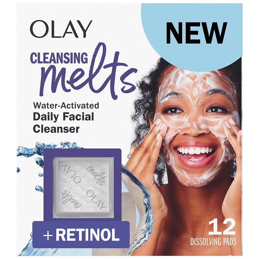 Olay Cleansing Melts + Retinol Face Cleanser, Water-Activated Face Wash No scent