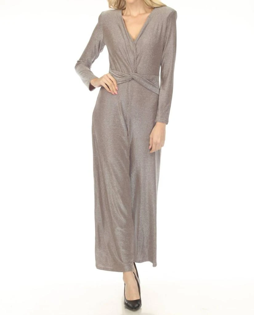 JOSEPH RIBKOFF Joseph Ribkoff - Shimmery Twist Front Wide Leg Jumpsuit 2