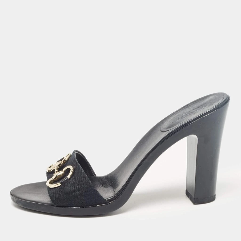 Gucci Gucci Navy Blue GG Canvas Horsebit Slide Sandals Size 38.5 1