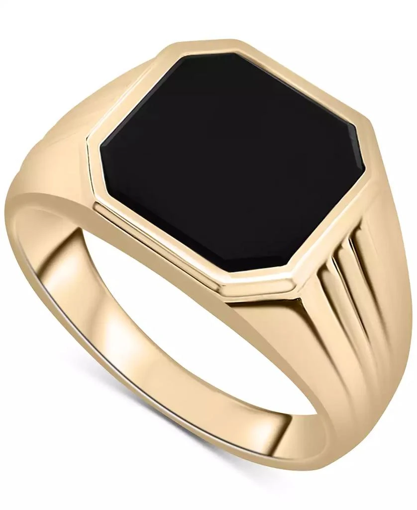 Macy
s Men
s 14k Gold Onyx Octagon Polished Ridged Ring