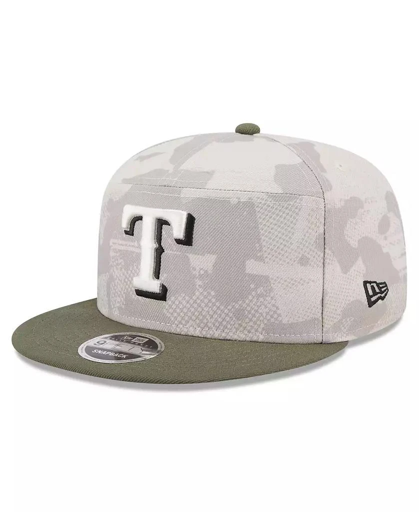 New Era Men's Light Beige/Olive Texas Rangers 2025 Armed Forces Day Split Panel 9FIFTY Snapback Hat 3