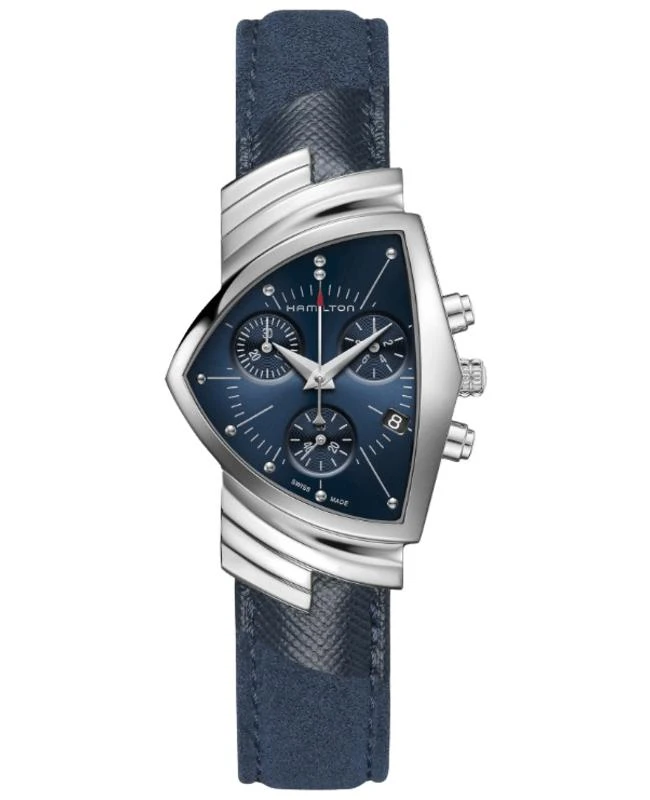 Hamilton Hamilton Ventura Chrono Quartz Blue Dial Fabric Strap Unisex Watch H24432941 1