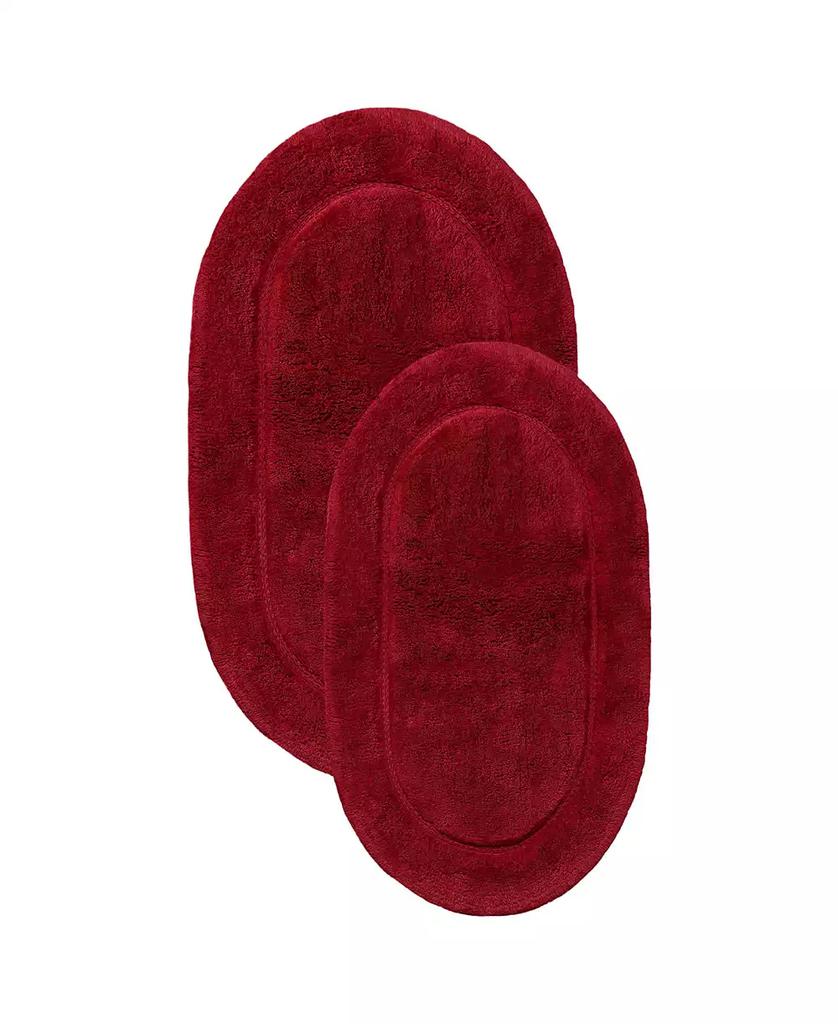 Superior Oval Solid Non-Skid Washable Cotton 2-Pc. Bath Rug Set