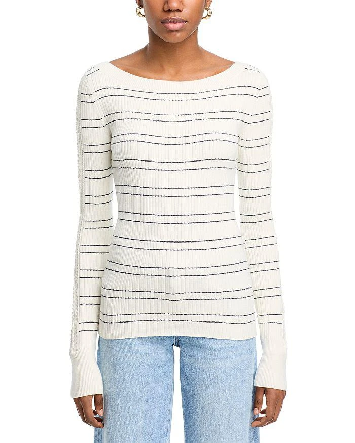 Paige Rhyse Striped Cable Knit Sweater 6