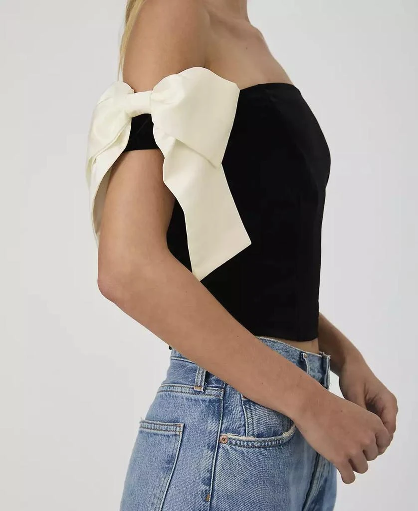 French Connection Women's Carey Velvet Bow-Sleeve Top 4