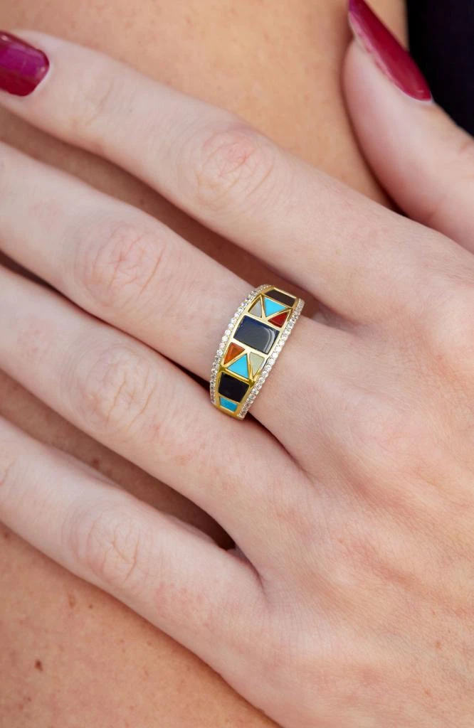 Savvy Cie Jewels GOLD PLATED OVER STERLING SILVER WITH GENUINE GEMSTONE RING 2