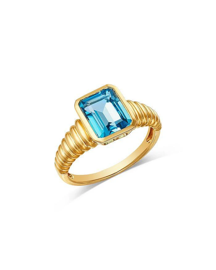 Bloomingdale
s Fine Collection Bezel Swiss Blue Topaz Textured Ring in 14K Yellow Gold