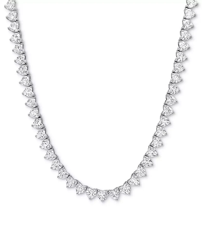 Macy's Lab-Grown White Sapphire Heart 18" Tennis Necklace (31-1/5 ct. t.w.) in Sterling Silver 1